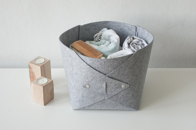 Felt Storage Bin with Buttons